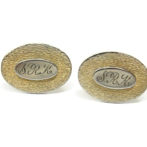 Vintage Gold 1/20 12KGF Monogrammed "SRK" Cufflinks - Picture 13 of 13